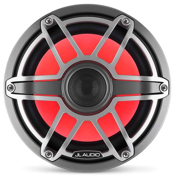 M6-880X-S-GmTi-i 8.8" Marine Coaxial Speakers, Gunmetal and Titanium Sport Grilles with RGB LED Lighting image number 1