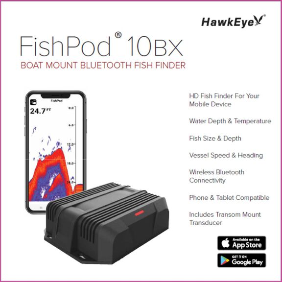HawkEye FishPod 10BX Boat Mount Bluetooth Fishfiinder image number 1