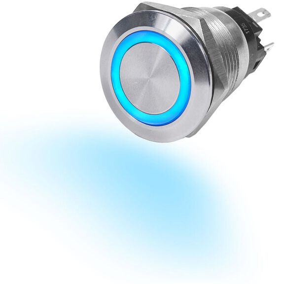 10A Push Button LED Ring Switch OFF-(ON), Blue image number 0
