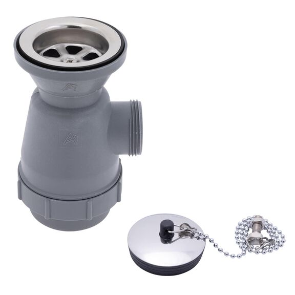 2" Drain, Trap Sink Drain, 1-1/4"-M Thread, w/Chain Stopper Ultra-Mirror Finish image number 0
