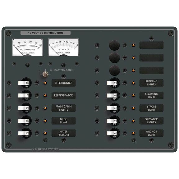 Traditional Metal DC Circuit Breaker Panel, 13-Position image number 0