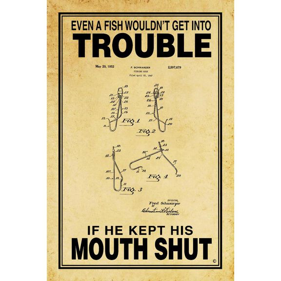 If Fish Kept His Mouth Shut Poster, Parchment image number 0