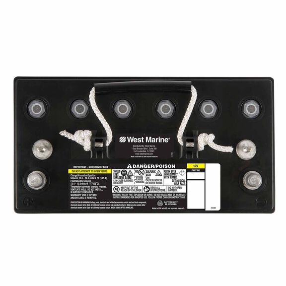 Group 31 Dual Purpose Marine AGM Battery, 105 Amp Hours, 800 Cold Cranking Amps, 1,000 Marine Cranking Amps, 200 Reserve Minutes image number 1
