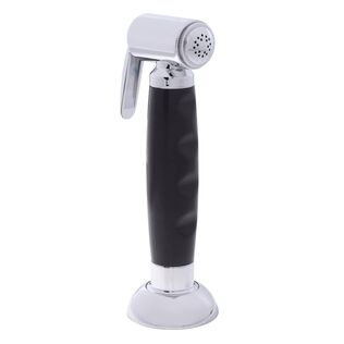Deck-Mount Sprayer Hammer-Head Black Sprayer, 6' Stainless Steel Hose, Elite Holder