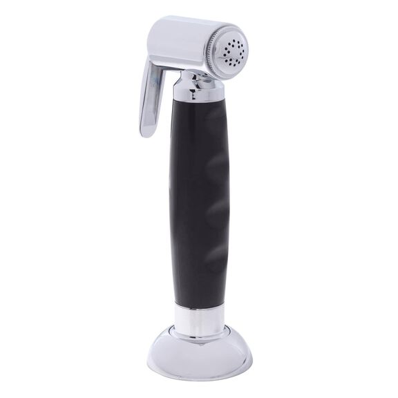 Deck-Mount Sprayer Hammer-Head Black Sprayer, 6' Stainless Steel Hose, Elite Holder image number 0