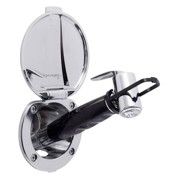 Recessed Shower Chrome Cup & Lid, Hammer-Head Black Sprayer, 6' Stainless Steel Hose image number 1