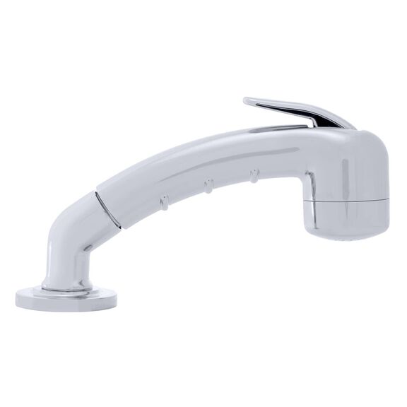 Deck-Mount Sprayer Small Chrome Sprayer No Hook w/Elbow, 6' White Rubber Hose, Ultra-Low Profile Holder image number 2