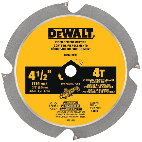 DEWALT 4-1/2". 4T Fiber Cement Cutting Circular Saw Blade image number 0
