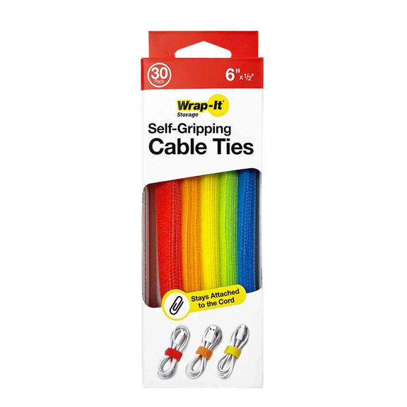 6" x 0.5" Self-Gripping Cable Ties, 30 Pack image number 0