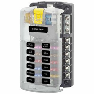 ST Blade Fuse Block, 12 Circuits with Negative Bus and Cover