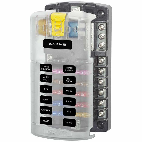 ST Blade Fuse Block, 12 Circuits with Negative Bus and Cover image number 0