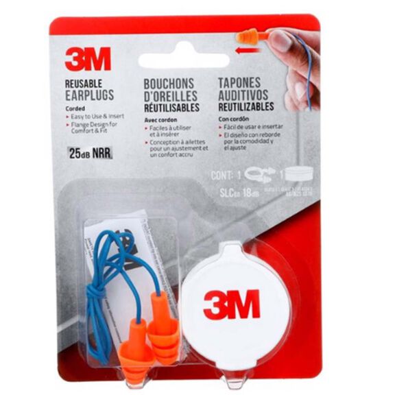 Corded Reusable Earplugs, 90586H1-DC, 1 pair with case/pack image number 0