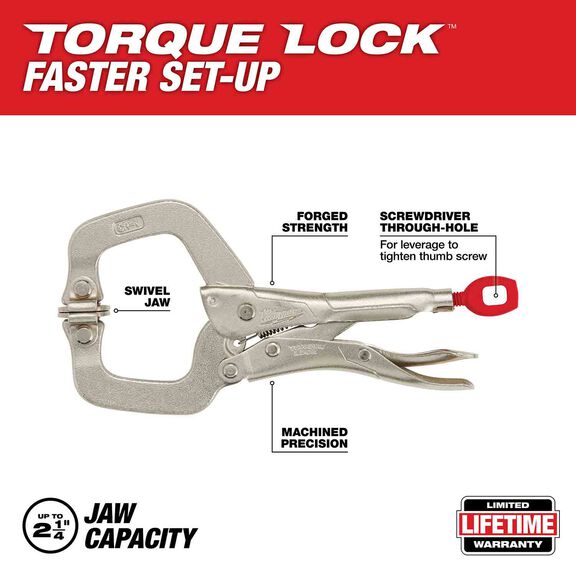 6" TORQUE LOCK&trade; Locking C-Clamp With Swivel Jaws image number 1