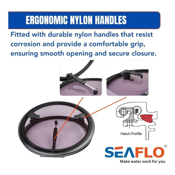 SEAFLO 02-Series 19" Black Aluminum Circular Deck Hatch image number 5