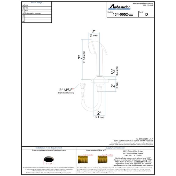Deck-Mount Sprayer Large Chrome Sprayer, 6' Stainless Steel Hose, Low Profile Holder image number 3