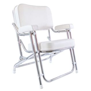 Folding Deck Chair, Aluminum, Bright White