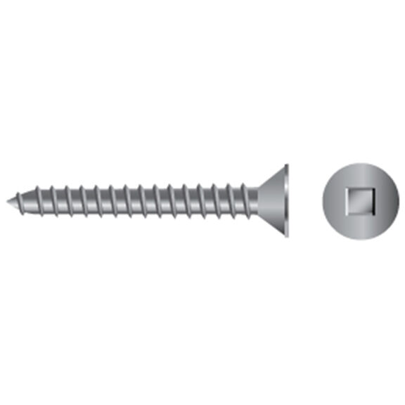 #8 X 1" Stainless Steel Square Drive Flat-Head Tapping Screws, 100-Pack image number 0