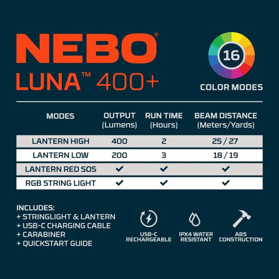 LUNA 400+ 2-in-1: Lantern + Color String Light image number 5