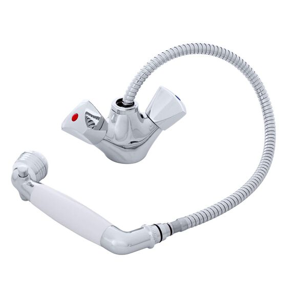 Trinidad Head/Shower Combo Faucet Classic Arctic White Sprayer, 6' Stainless Steel Hose Chrome/Arctic White image number 1
