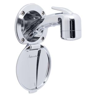 Recessed Shower Chrome Cup & Lid, Small Chrome Sprayer No Hook, 10' White Rubber Hose