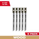3-1/8" 8TPI U-Shank Wood High Carbon Steel Jig Saw Blades, 5 Pack image number 0