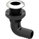 SEAFLO 1-1/2 in Angled Thru Hull Fitting with Built-In Check Valve Stainless Steel Cap image number 0