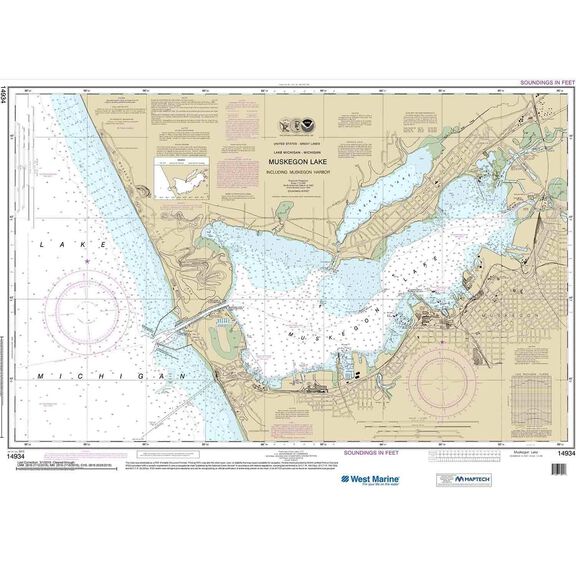 Maptech&reg; NOAA Recreational Waterproof Chart-Muskegon Lake and Muskegon Harbor, 14934 image number 0