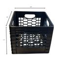 16 Quart Heavy Duty Black Milk Crates for Storage, Organization, 13" x 13" x 11" image number 1