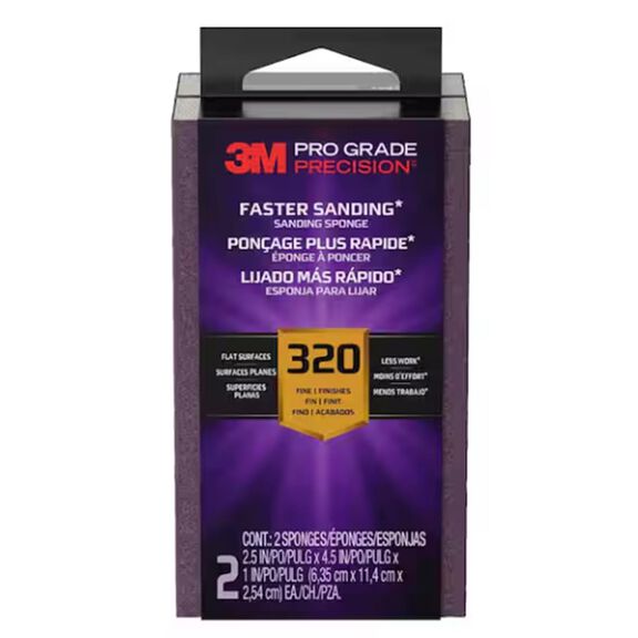 Pro Grade Precision&trade; 3-in-1 Sanding Sponge, 2.5in x 4.5in x 1in, 320 grit, X-Fine, 6/case image number 0