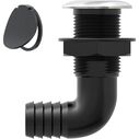 SEAFLO 1-1/4 in Angled Thru Hull Fitting with Built-In Check Valve Stainless Steel Cap image number 1