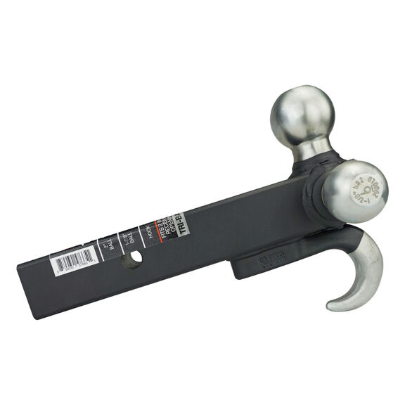 Trailer Tri Ball Mount, 2" Shank w/Hook & Zn Balls HD image number 4