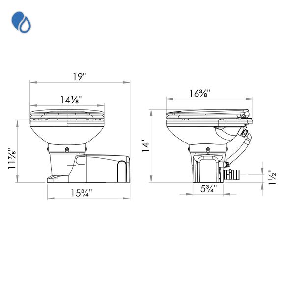 Maxlite + S Electric Marine Macerating Plastic Toilet with Solenoid Valve, 24 Volt image number 4
