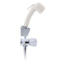 Trinidad 2H External Shower Mixer Small Warm White Sprayer, 6' Stainless Steel Hose Chrome/Warm White image number 1