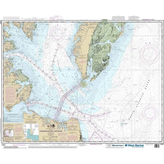 Maptech&reg; NOAA Recreational Waterproof Chart-Chesapeake Bay Entrance, 12221 image number 0