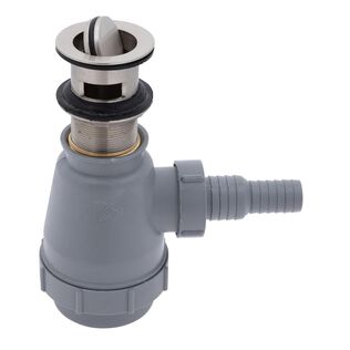 1-1/2" Drain, Flip Trap Sink Drain with Overflow, 3/4" & 1" Hose Barb Brushed Nickel