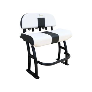 Pro Series Leaning Post, Textured Black Frame, Deluxe Backrest, White Upholstery