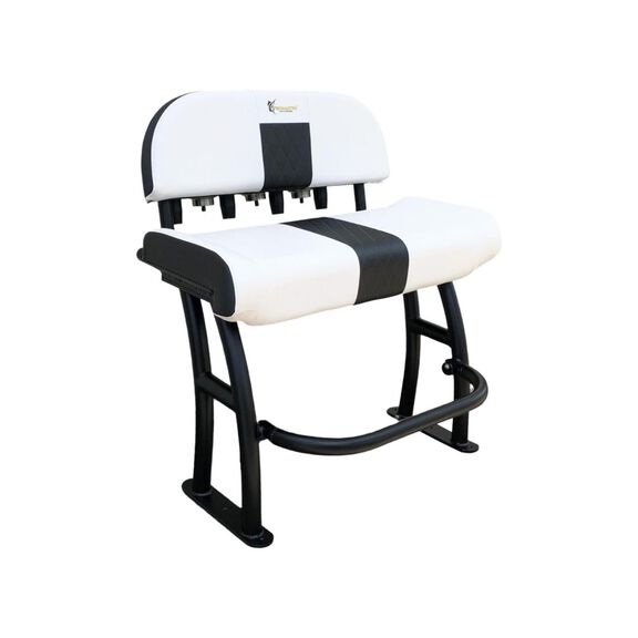 Pro Series Leaning Post, Textured Black Frame, Deluxe Backrest, White Upholstery image number 0