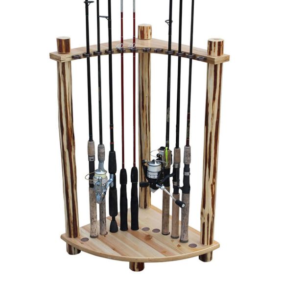 Rustic 12 Fishing Rod Corner Storage Rack image number 0