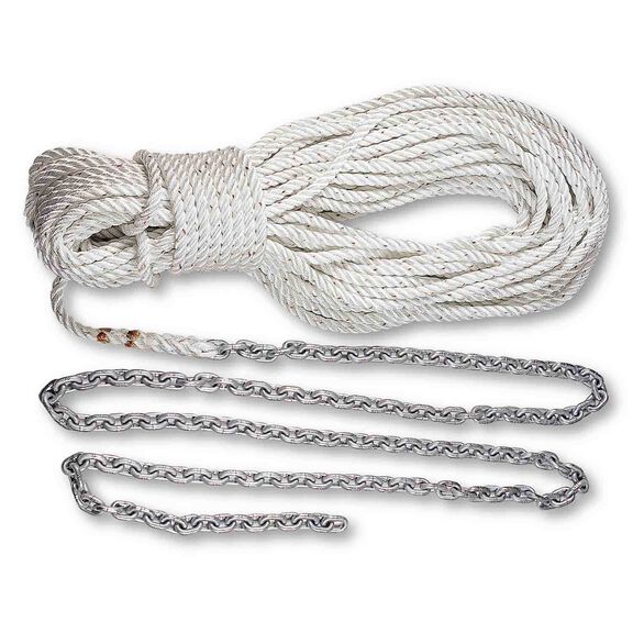 Pre-Spliced Anchor Rode, 15' of 5/16" Chain, 150' of 9/16" Three-Strand Line image number 0