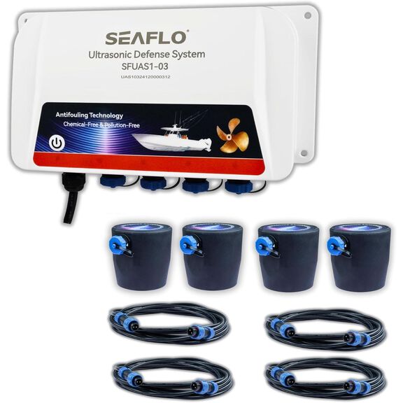 SEAFLO Ultrasonic Hull Defense System, Protection for Hull, Drives & Running Gear, Covers 800 Sq. Ft, 4-Transducer System image number 0