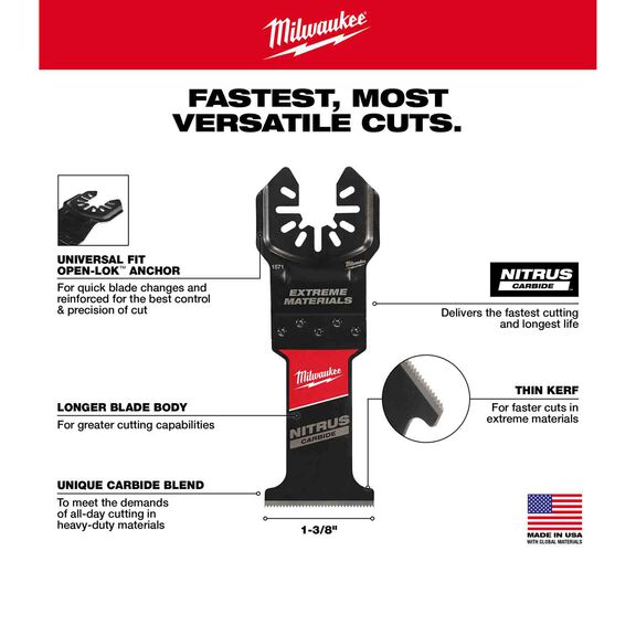 NITRUS CARBIDE&trade; Extreme Materials Universal Fit OPEN-LOK&trade; Multi-Tool Blade, 3 Pack image number 1