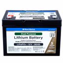 Group 27 Lithium Iron Phosphate Dual Purpose Battery, 12V 80Ah, ABYC Certified image number 0