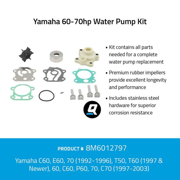 Quicksilver 8M6012797 Water Pump Kit - Yamaha 60-70hp image number 1