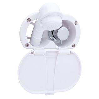 Transom Shower Hot/Cold Mixer, Small Sprayer, 6' Rubber Hose, Arctic White