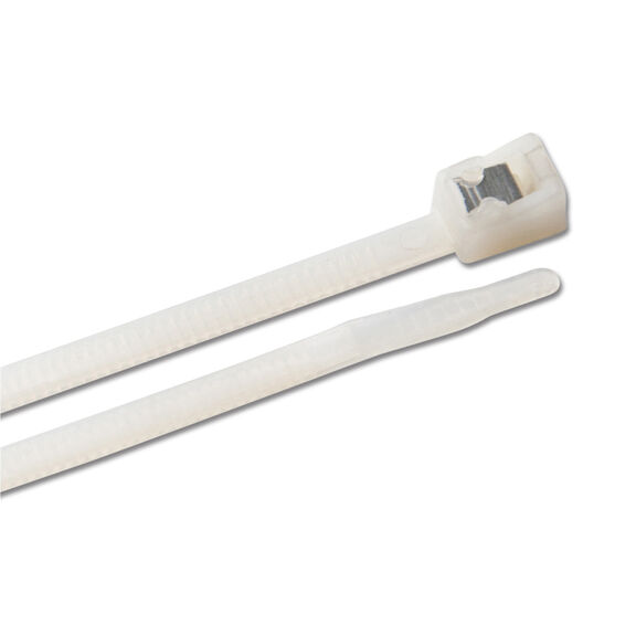 8" White Self-Cutting Cable Ties image number 0