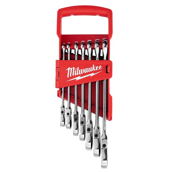 7 pc.SAE Flex Head Ratcheting Combination Wrench Set image number 0