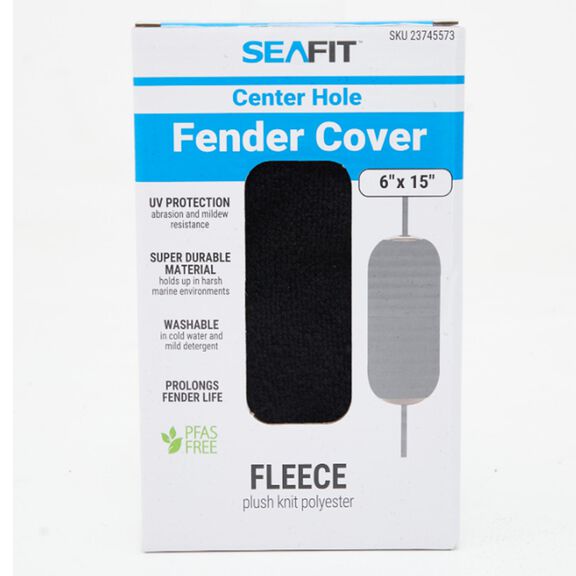 6" x 15" Center Hole Fleece Fender Cover, Black image number 1