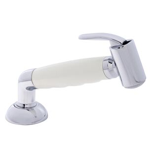 Deck-Mount Sprayer Hammer-Head Warm White Sprayer w/Elbow, 6' Stainless Steel Hose, Elite Holder