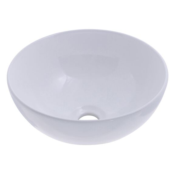 Half Sphere Vessel Smooth Porcelain, 12 1/2" Diameter, 1-3/4" Drain White image number 1