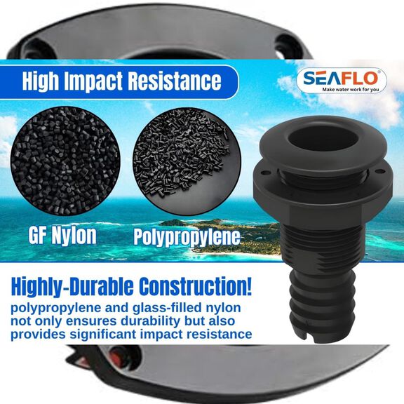 SEAFLO 1-1/4 in Thru Hull Fitting with Check Valve White image number 4